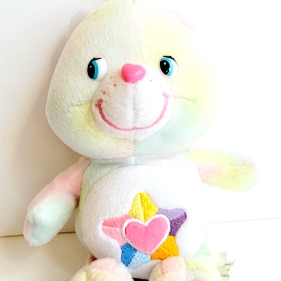 9" CARE BEARS 2004 True Heart Bear Rainbow multi-color plush.***not the talking - Picture 1 of 8